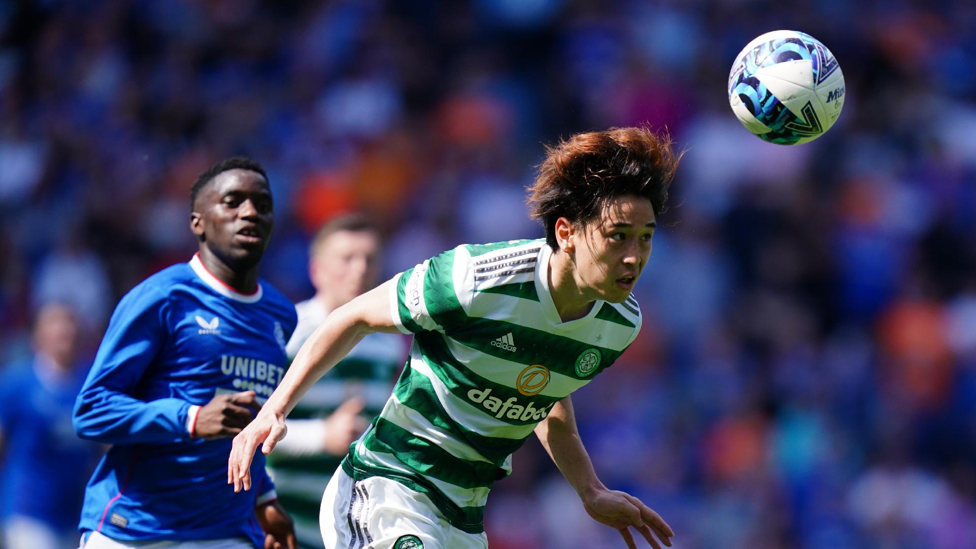 Celtic’s Yuki Kobayashi had a difficult afternoon at Ibrox (Jane Barlow/PA)