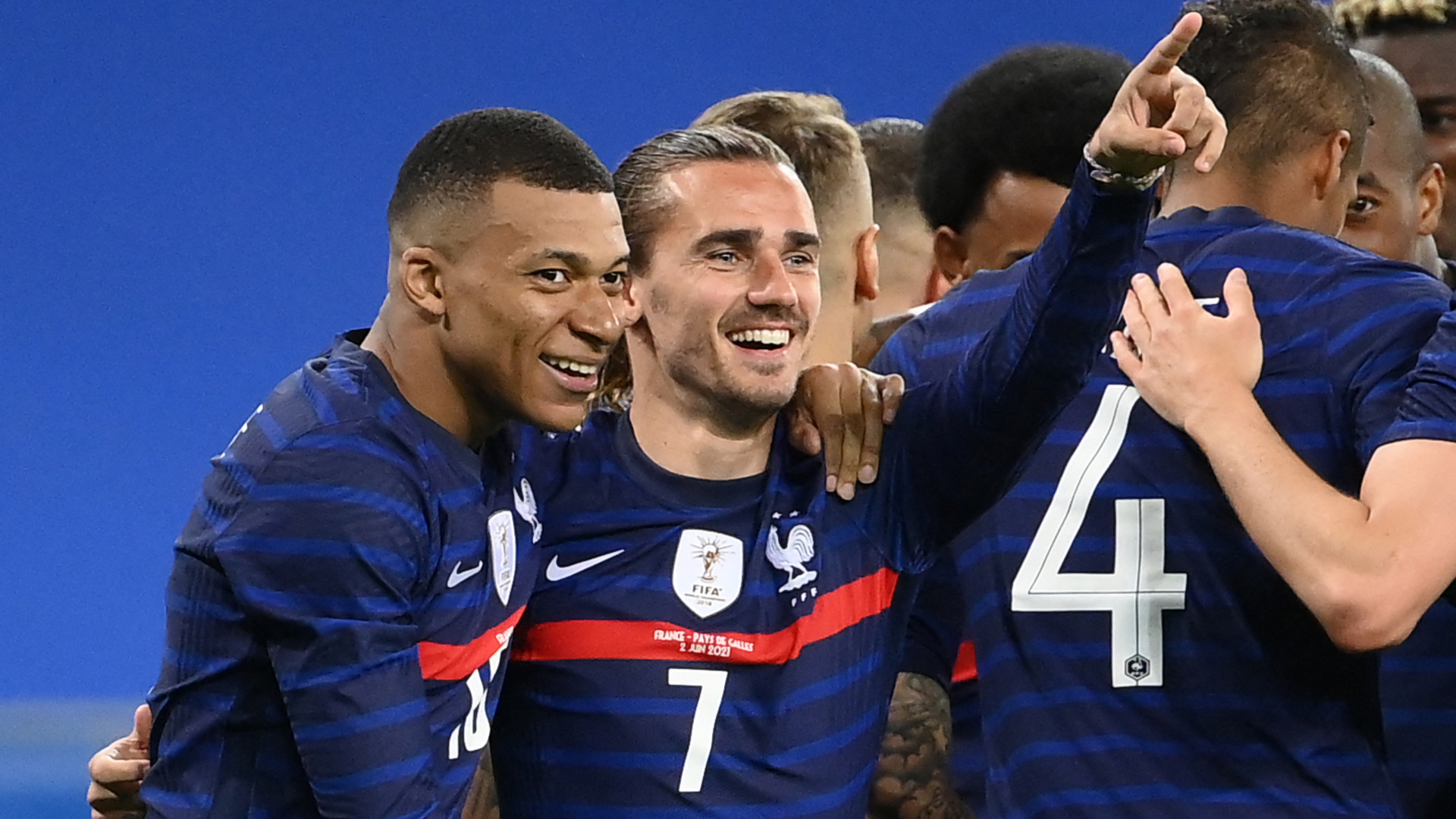 Kylian Mbappe (L) with Antoine Griezmann