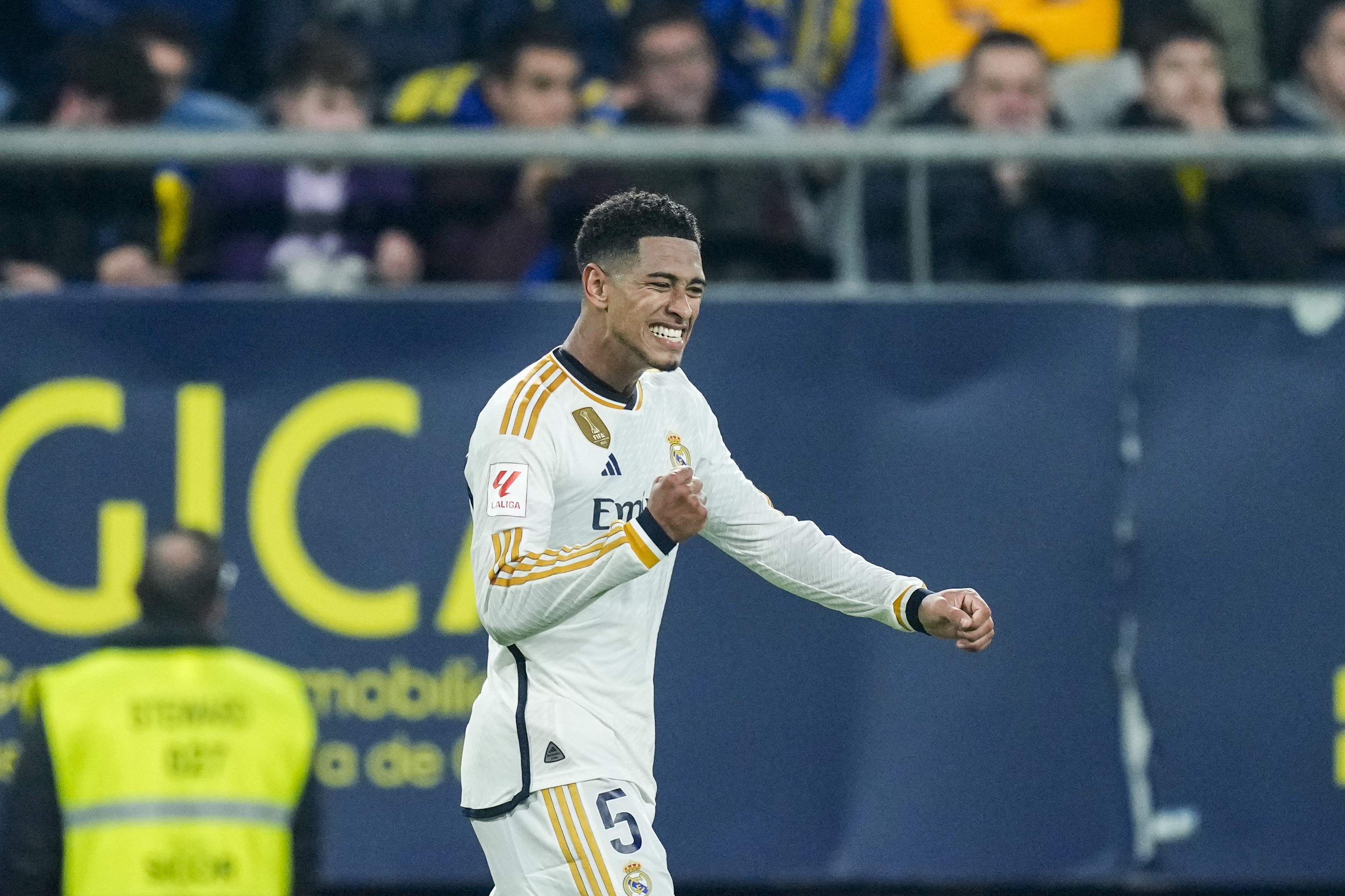 Real Madrid’s Jude Bellingham celebrates scoring