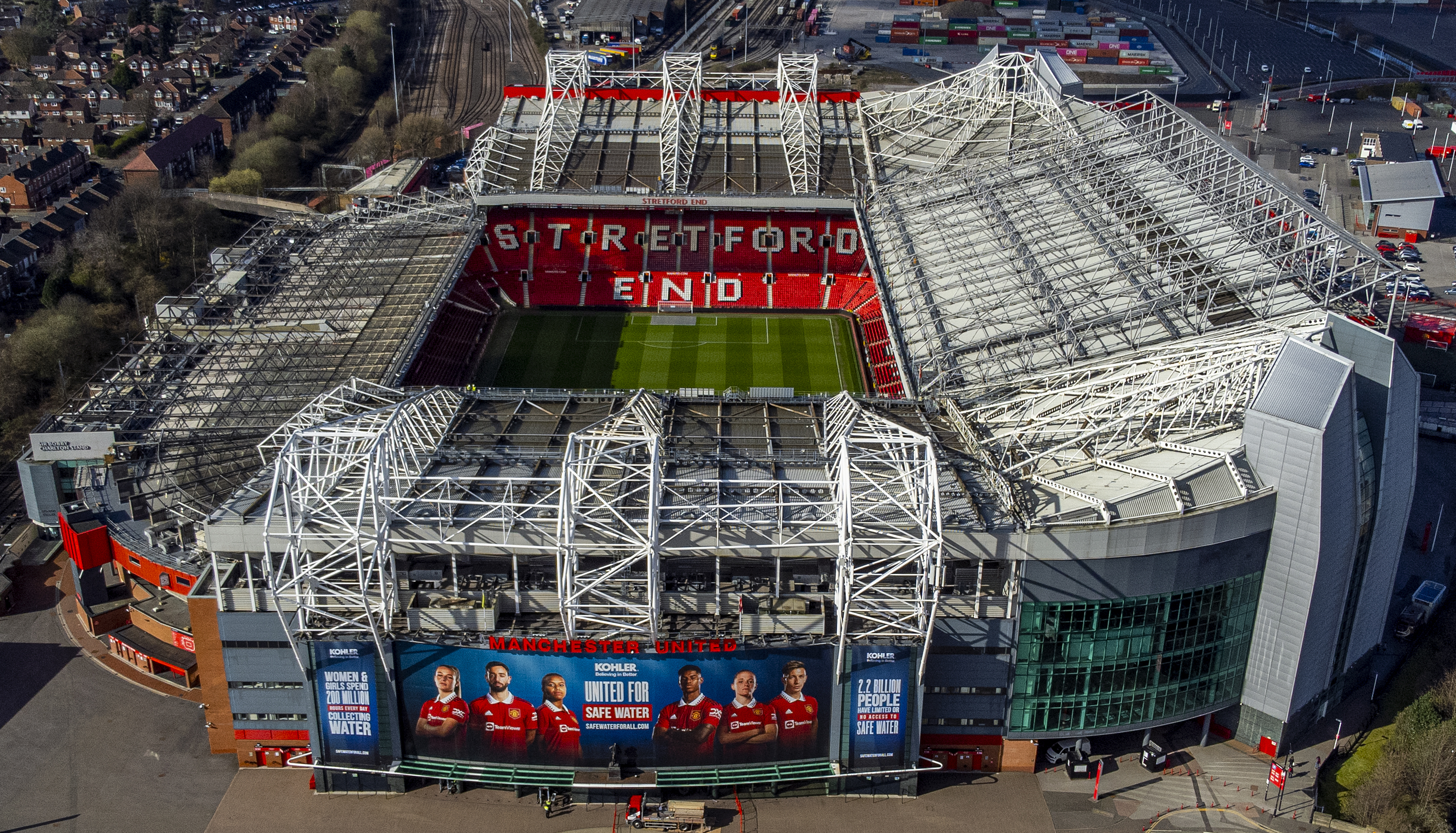A general aerial view of Old Trafford
