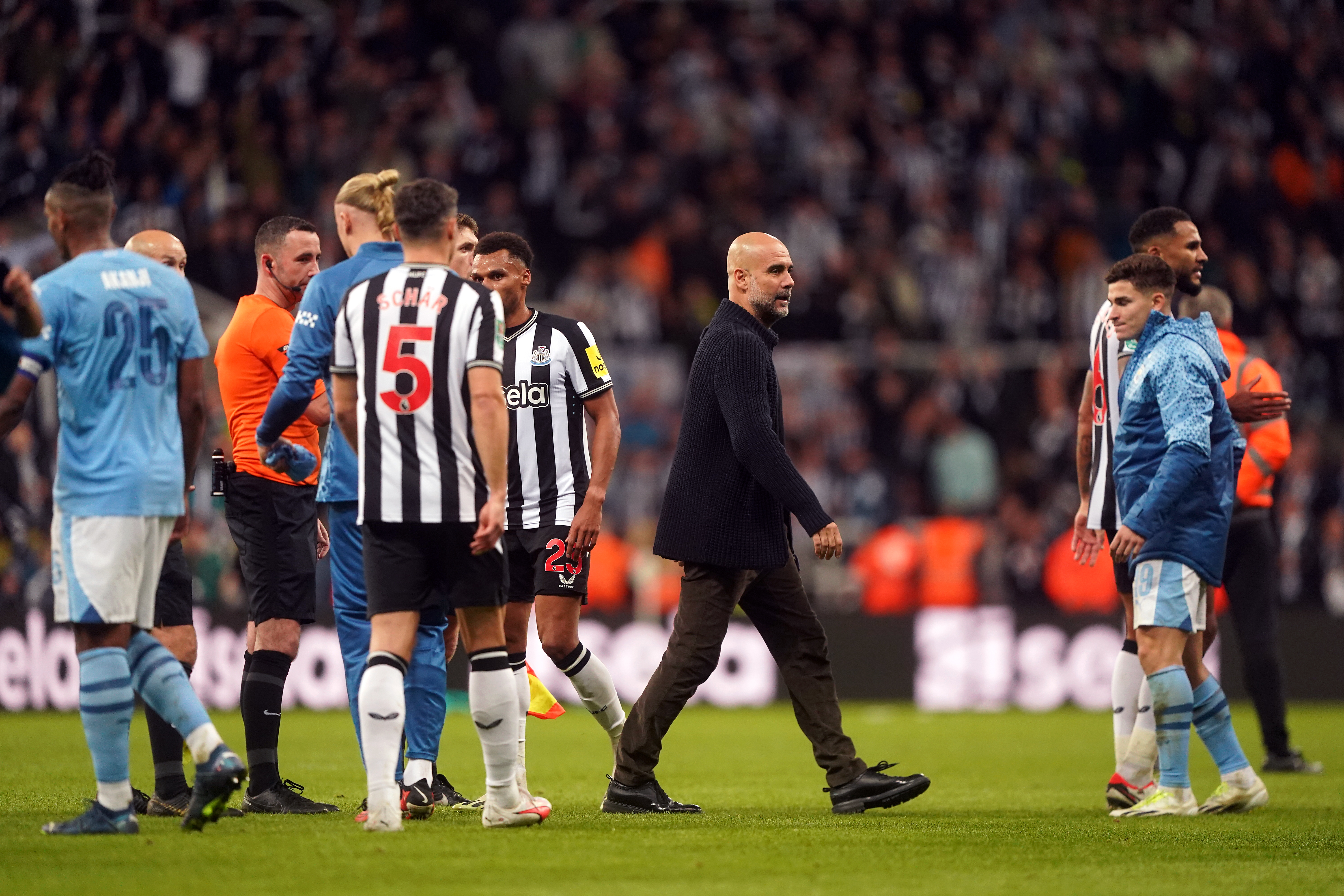 Manchester City manager Pep Guardiola after the Carabao Cup third round match at St James’ Park