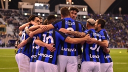 Inter's players celebrate against Milan