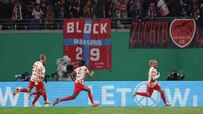 RB Leipzig celebrate Emil Forsberg's dramatic winner