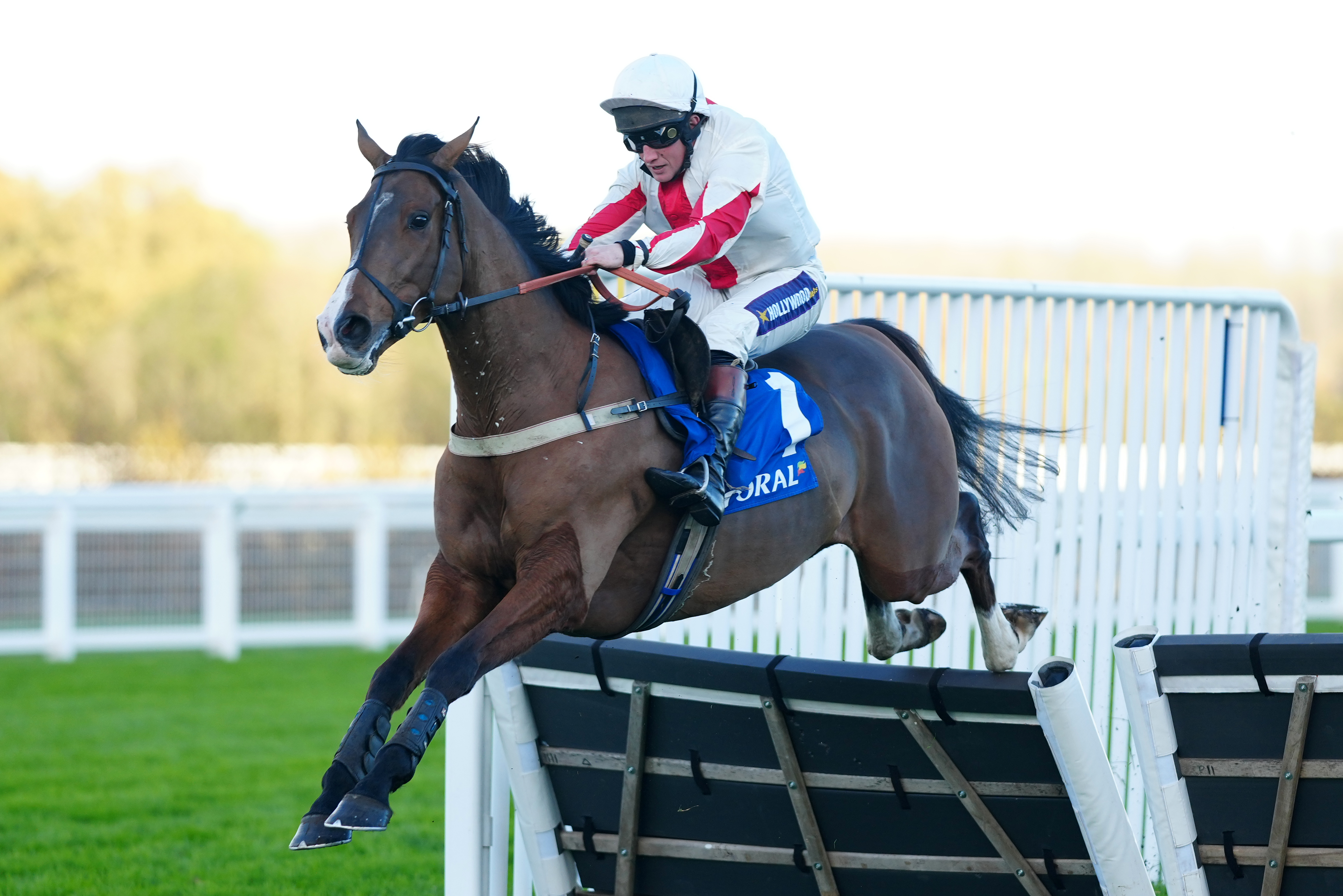 Jamie Moore and Goshen taking the Coral Hurdle in 2022