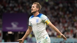 Harry Kane celebrates his first goal in Qatar