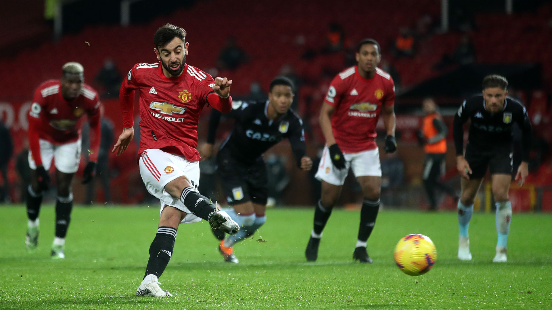 Manchester United 2-1 Aston Villa: Fernandes sends Red Devils level with leaders Liverpool