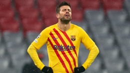 Barcelona star Gerard Pique reacts to the loss to Bayern Munich