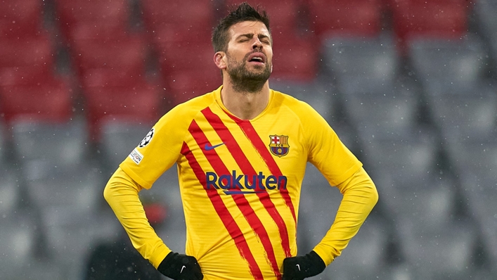 Barcelona star Gerard Pique reacts to the loss to Bayern Munich
