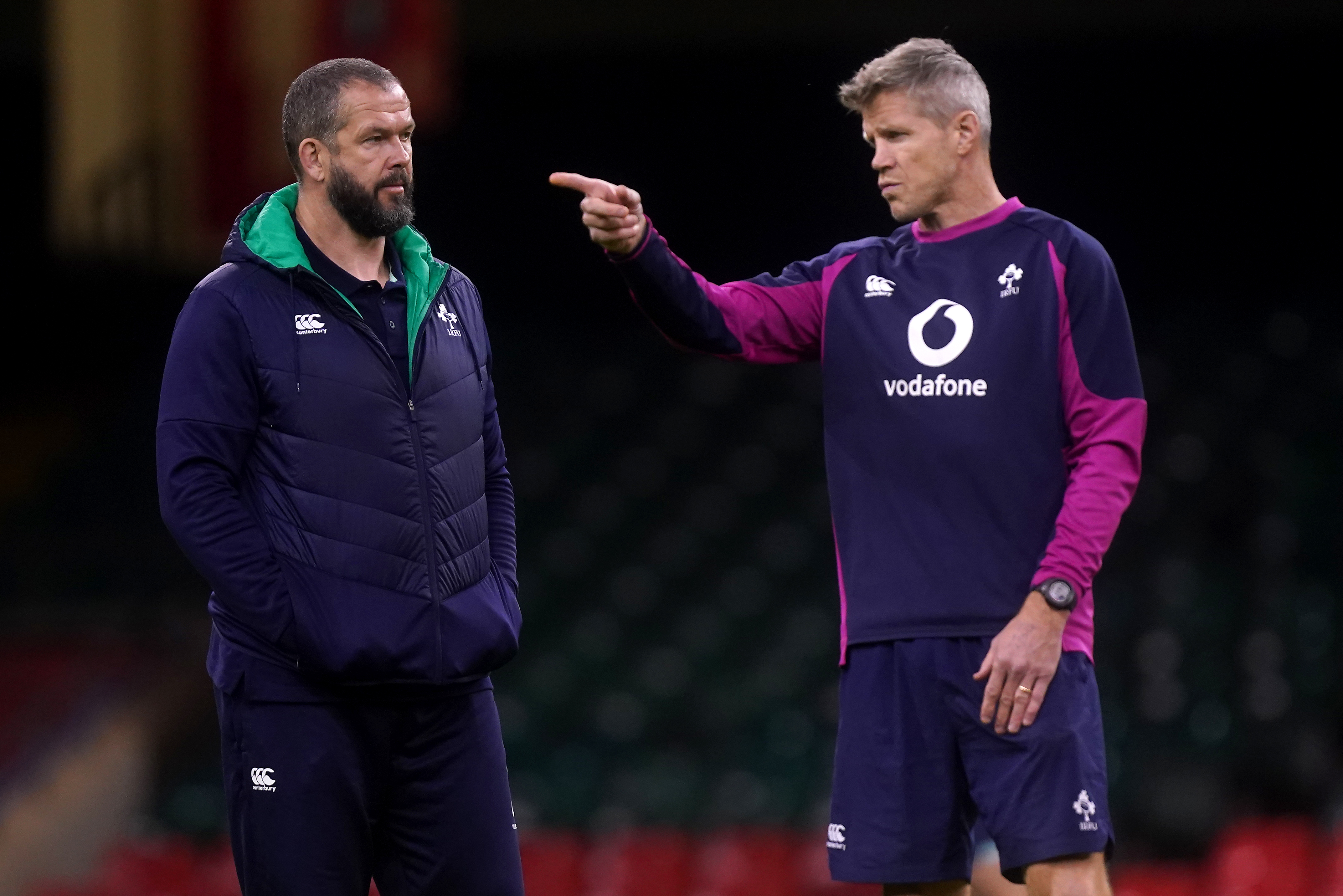 Simon Easterby, right, is helping head coach Andy Farrell put Ireland's squad through their paces in Portugal