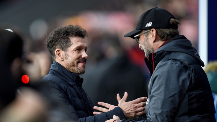 Jurgen Klopp (r) has praised Atletico Madrid boss Diego Simeone