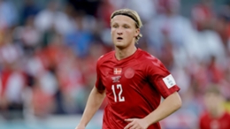 Kasper Dolberg in action at the World Cup