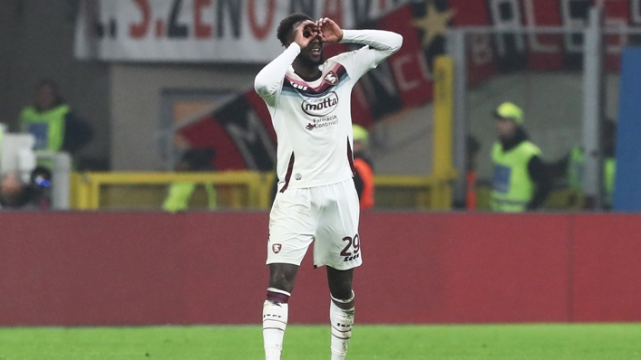 Boulaye Dia celebrates after scoring against Milan