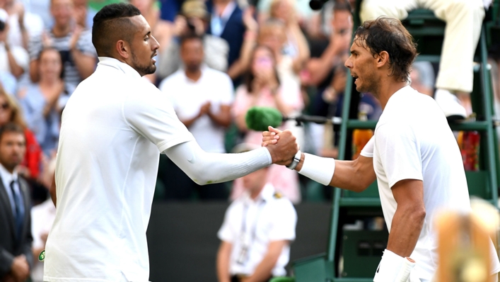 Nick Kyrgios will not be renewing his rivalry with Rafael Nadal after the Spaniard withdrew from Wimbledon through injury