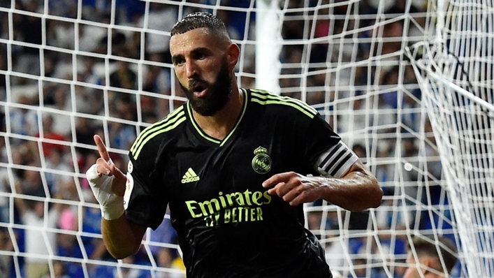 Karim Benzema celebrates his first goal