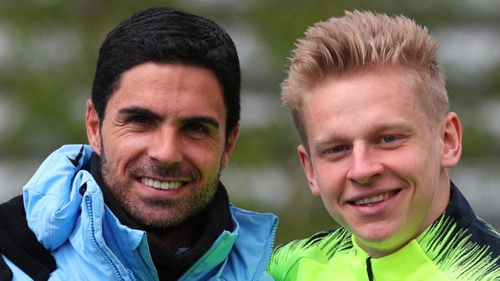 Mikel Arteta (L) and Oleksandr Zinchenko worked together at Manchester City