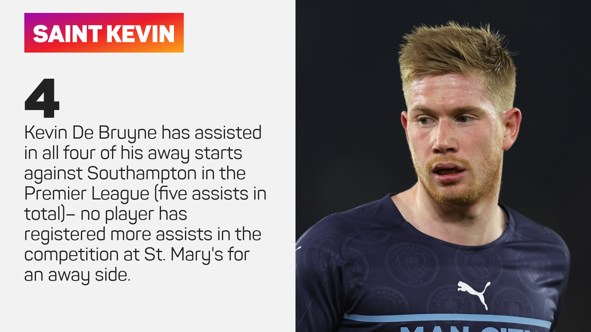 Manchester City's Kevin De Bruyne at Southampton