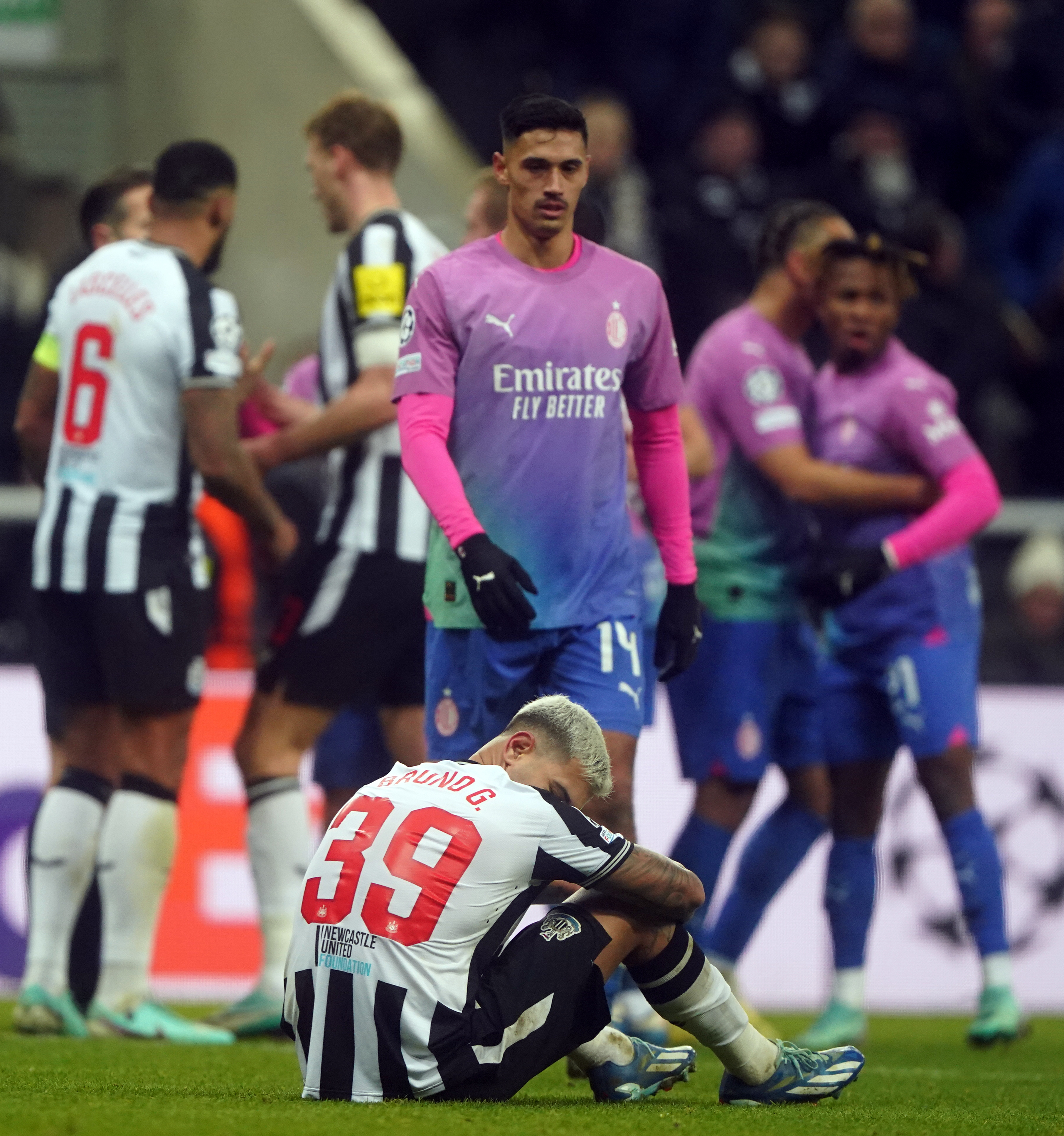 Newcastle lost 2-1 at home to AC Milan as their Champions League dream slipped away