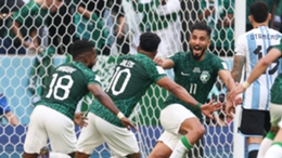 Saudi Arabia's Salem Al Dawsari (right) celebrates his stunning goal against Argentina