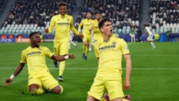 Gerard Moreno (right) celebrates his goal in Villarreal's stunning win over Juventus