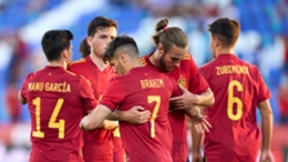 Spain celebrate against Lithuania