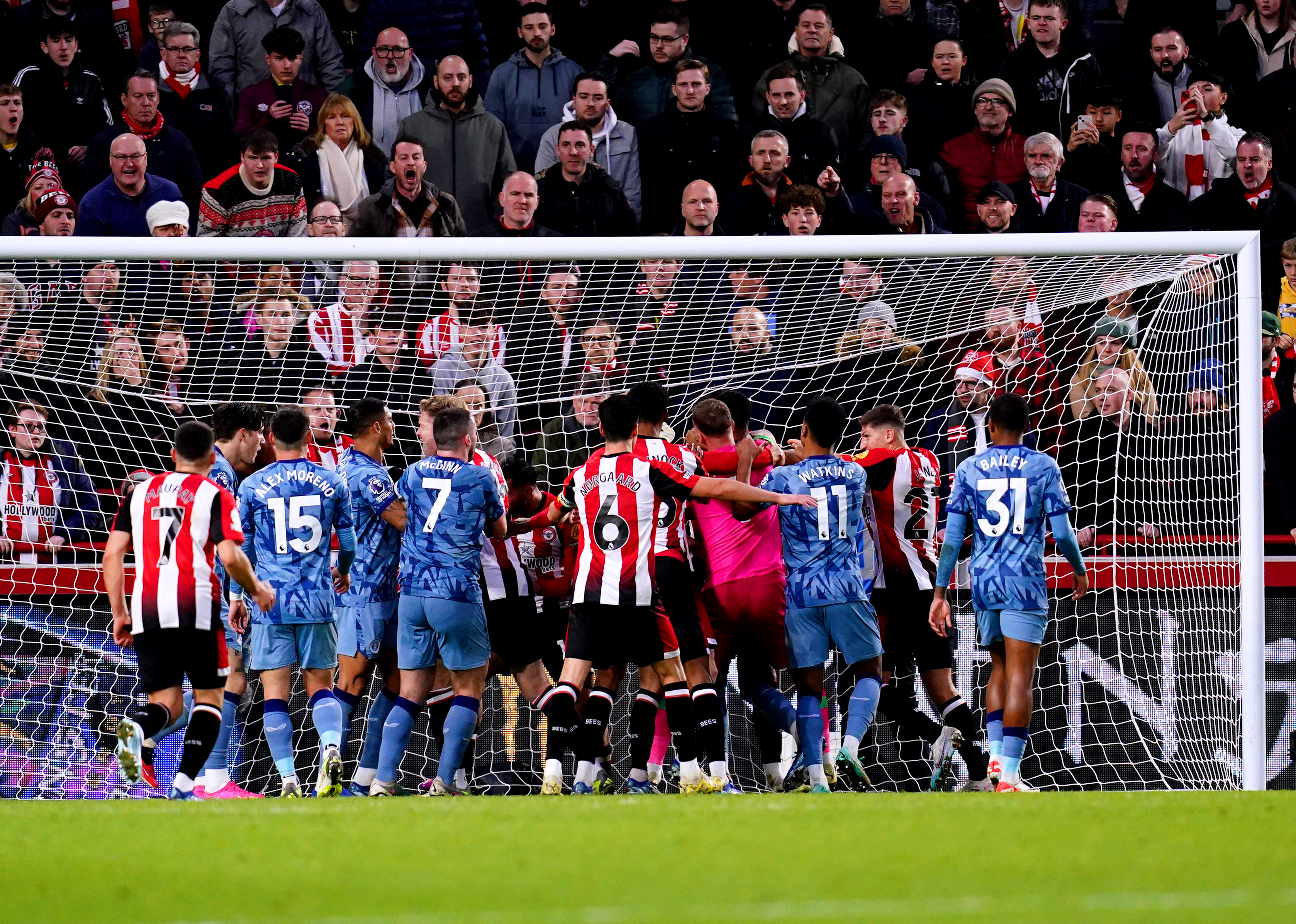 Aston Villa and Brentford charged over late fracas