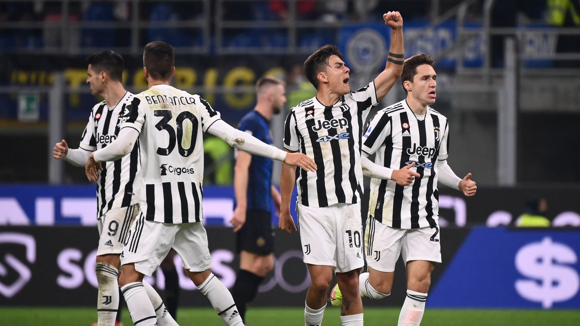 Paulo Dybala celebrates after equalising for Juventus against Inter