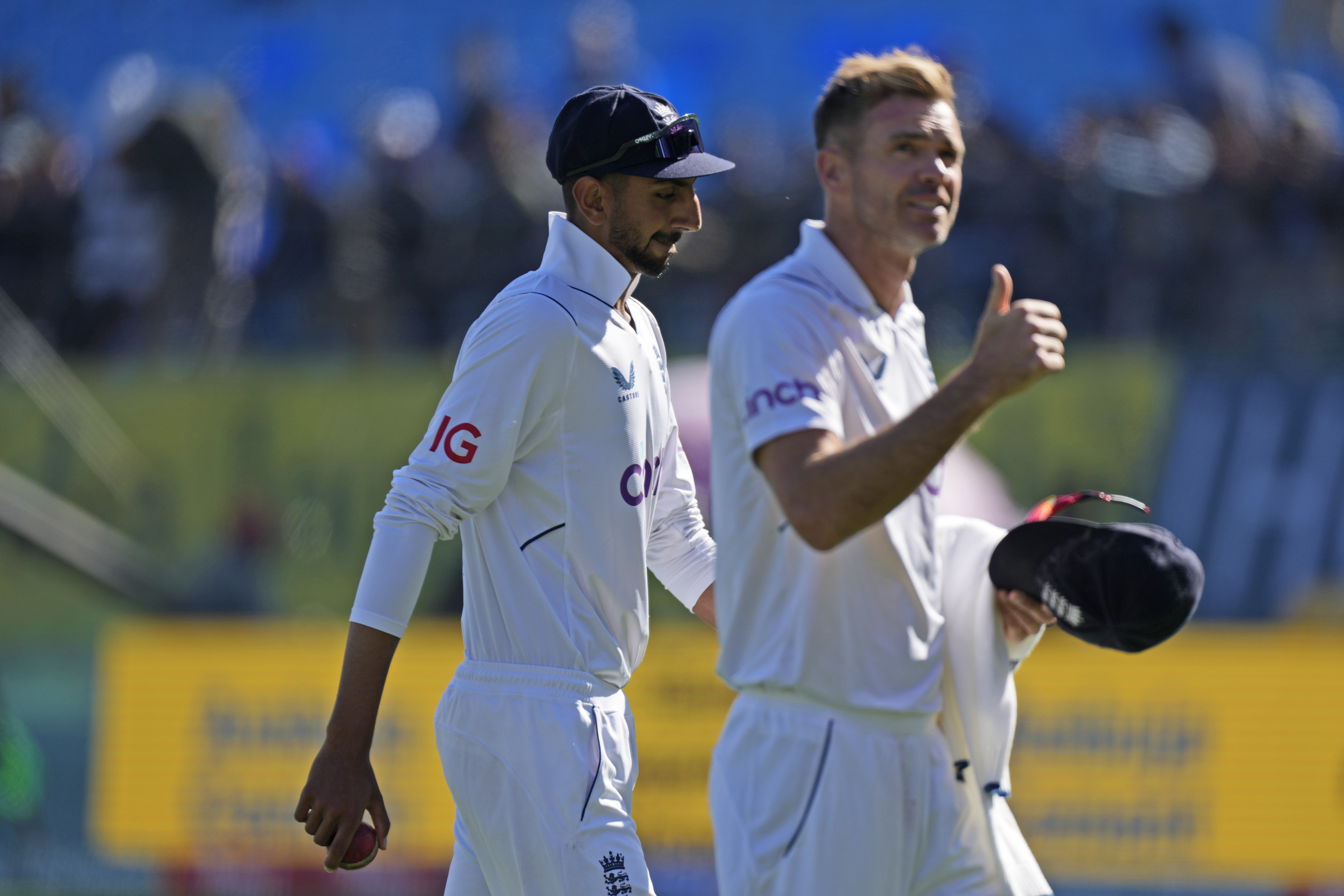 James Anderson took his 700th Test wicket in Dharamsala (Ashwini Bhatia/AP)