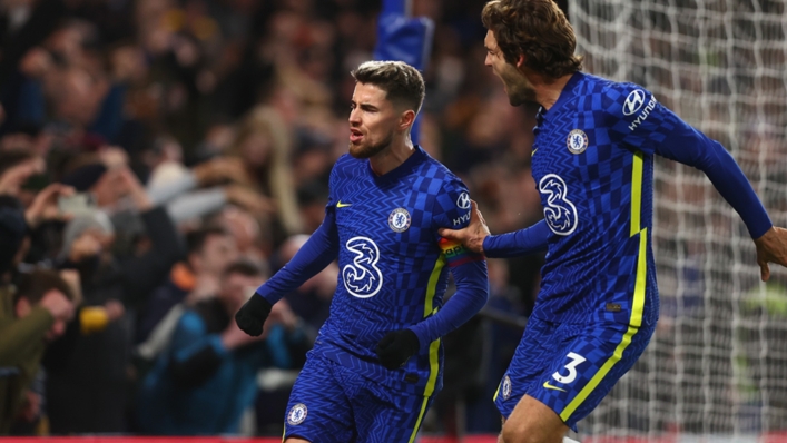 Jorginho celebrates his equaliser on Sunday