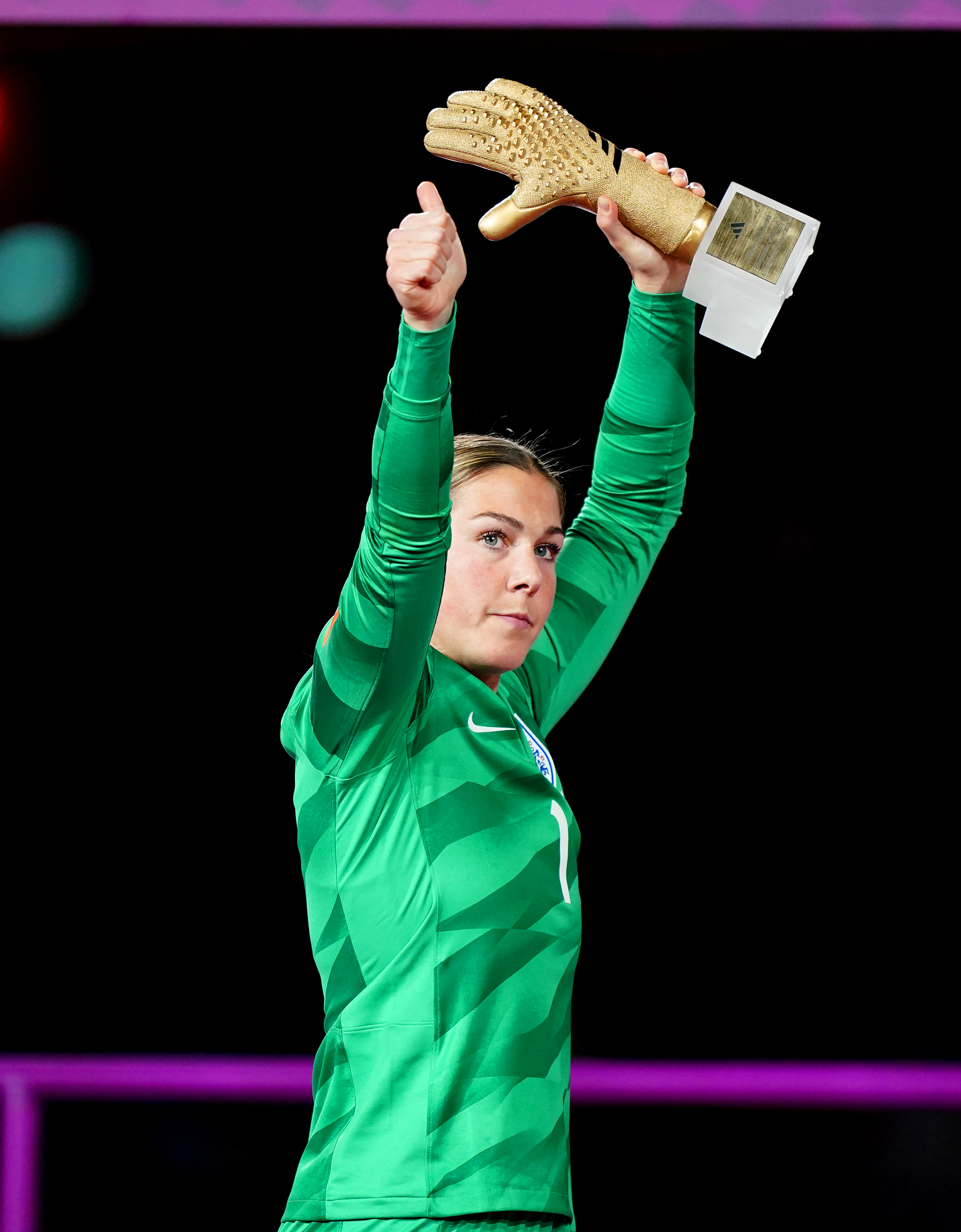 Mary Earps with the World Cup Golden Glove award