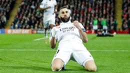 Karim Benzema scored twice in Real Madrid's 5-2 demolition of Liverpool at Anfield