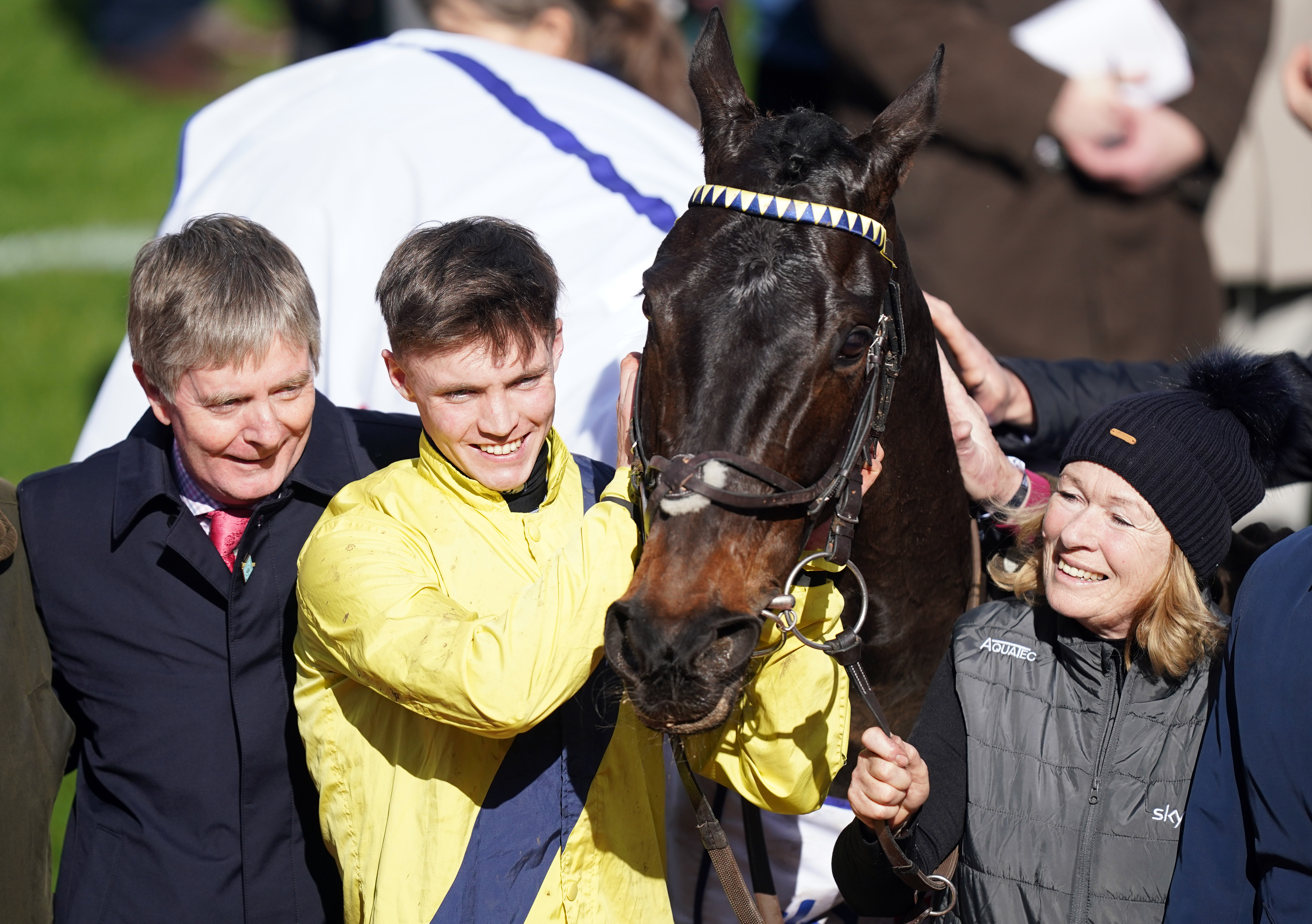 Michael O’Sullivan with Barry Connell and Marine Nationale after their Supreme victory