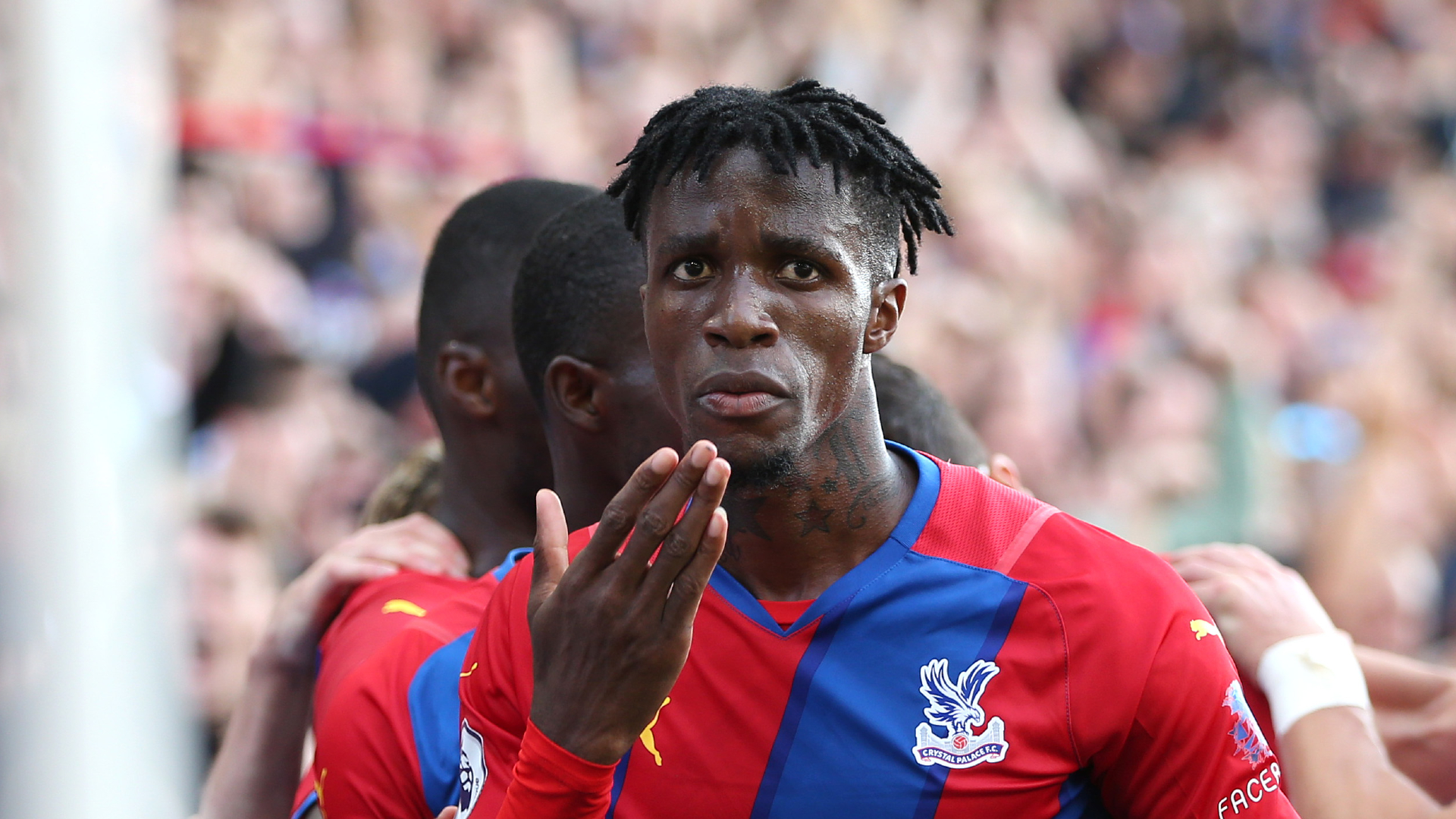 Wilfried Zaha celebrates scoring Palace's opener