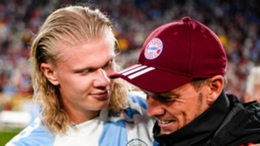 Bayern Munich head coach Julian Nagelsmann knows it will be tricky stopping Man City's Erling Haaland (L) in their Champions League quarter-final