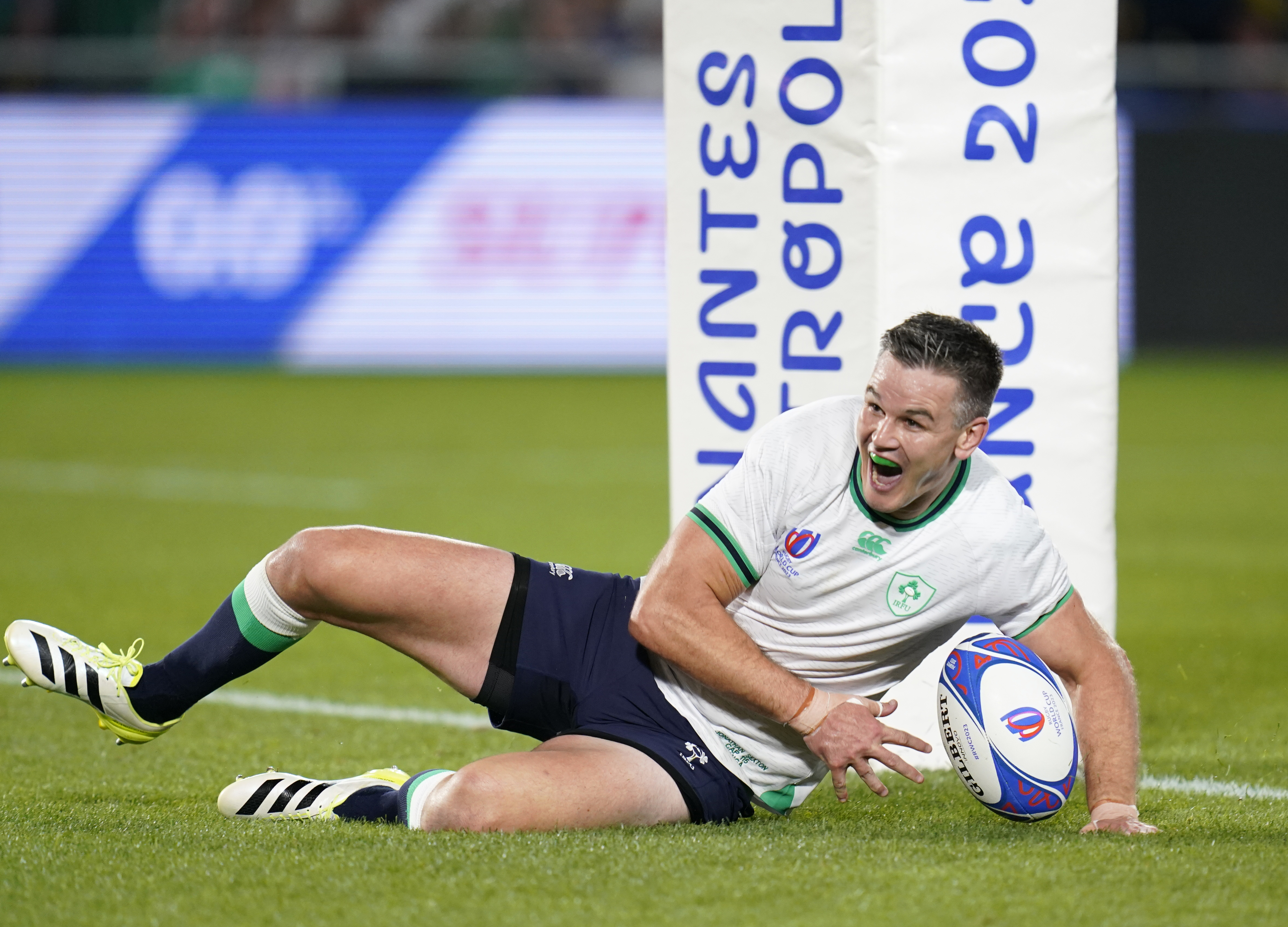 Sexton celebrated wildly after his try surpassed Ronan O'Gara's record