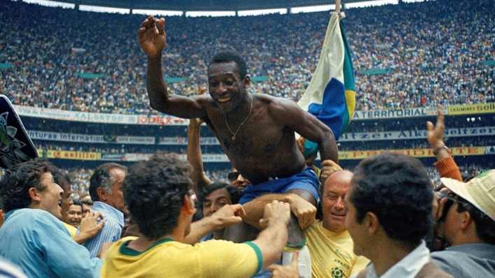 Pele celebrates Brazil's 1970 World Cup win