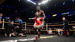 WBO champion Terence Crawford celebrates after knocking out David Avanesyan in the sixth round during their welterweight title fight