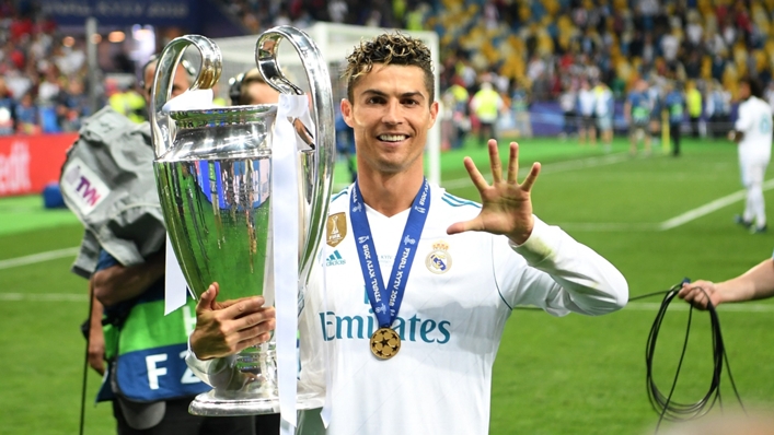 Cristiano Ronaldo won four Champions League titles with Real Madrid and one with Manchester United
