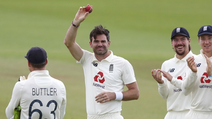 James Anderson celebrates his 600th Test wicket