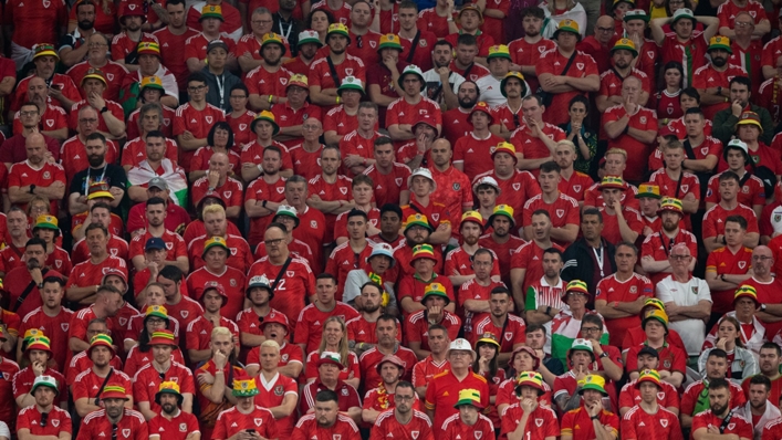Wales supporters watch on during their World Cup draw against the United States