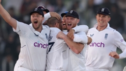 England celebrate a famous win over Pakistan