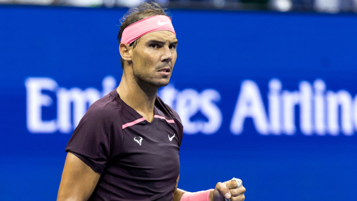 Spain's Rafael Nadal reacts after a point during his 2022 US Open men's singles second round match against Italy's Fabio Fognini