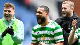Cameron Carter-Vickers leads the Celtic celebrations at Ibrox