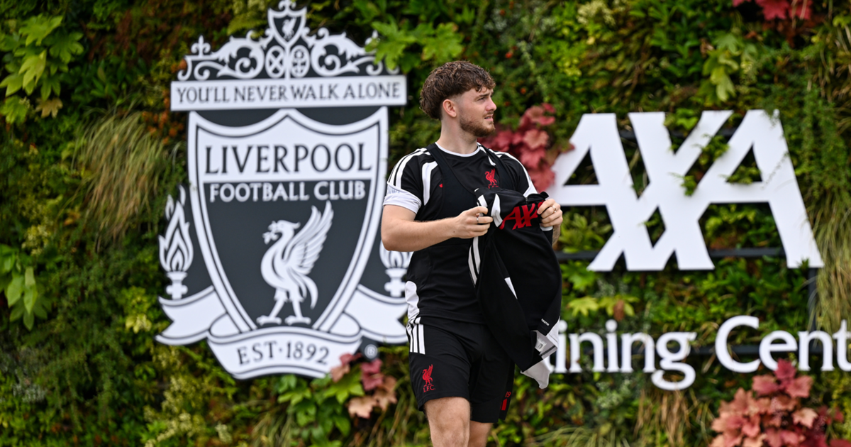 Harvey Elliott training with Liverpool