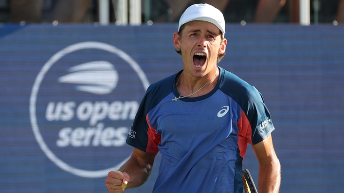 Alex de Minaur lets out a roar after defeating Jenson Brooksby in the Atlanta Open final