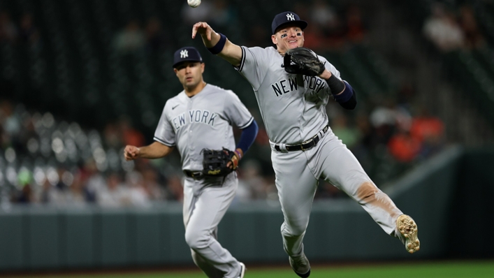 New York Yankees third-baseman Josh Donaldson makes an athletic play in his side's 6-2 win