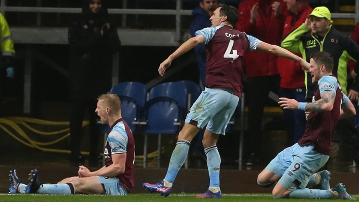 Burnley celebrate Ben Mee's winner against Tottenham