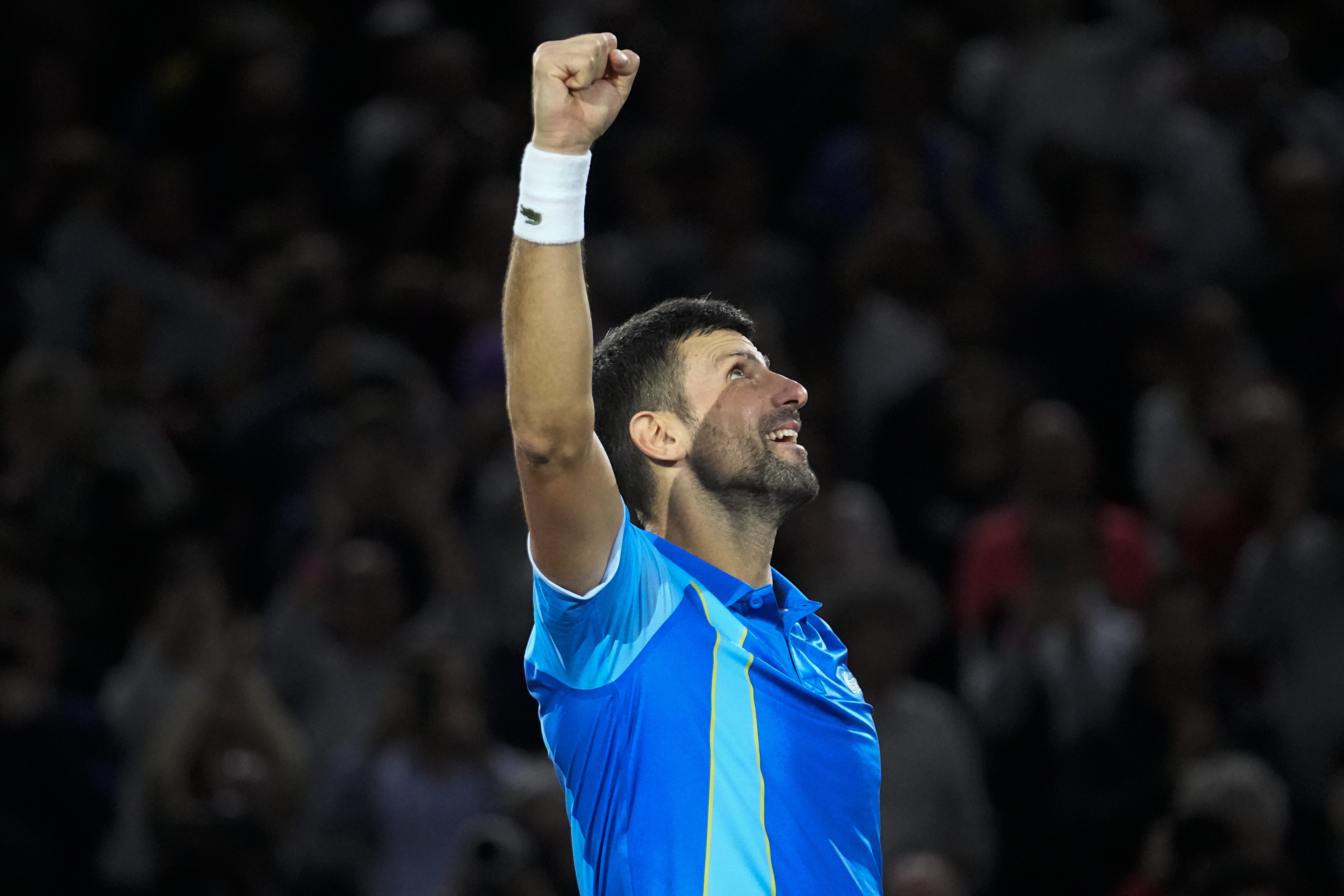 Novak Djokovic celebrates his final victory in Paris