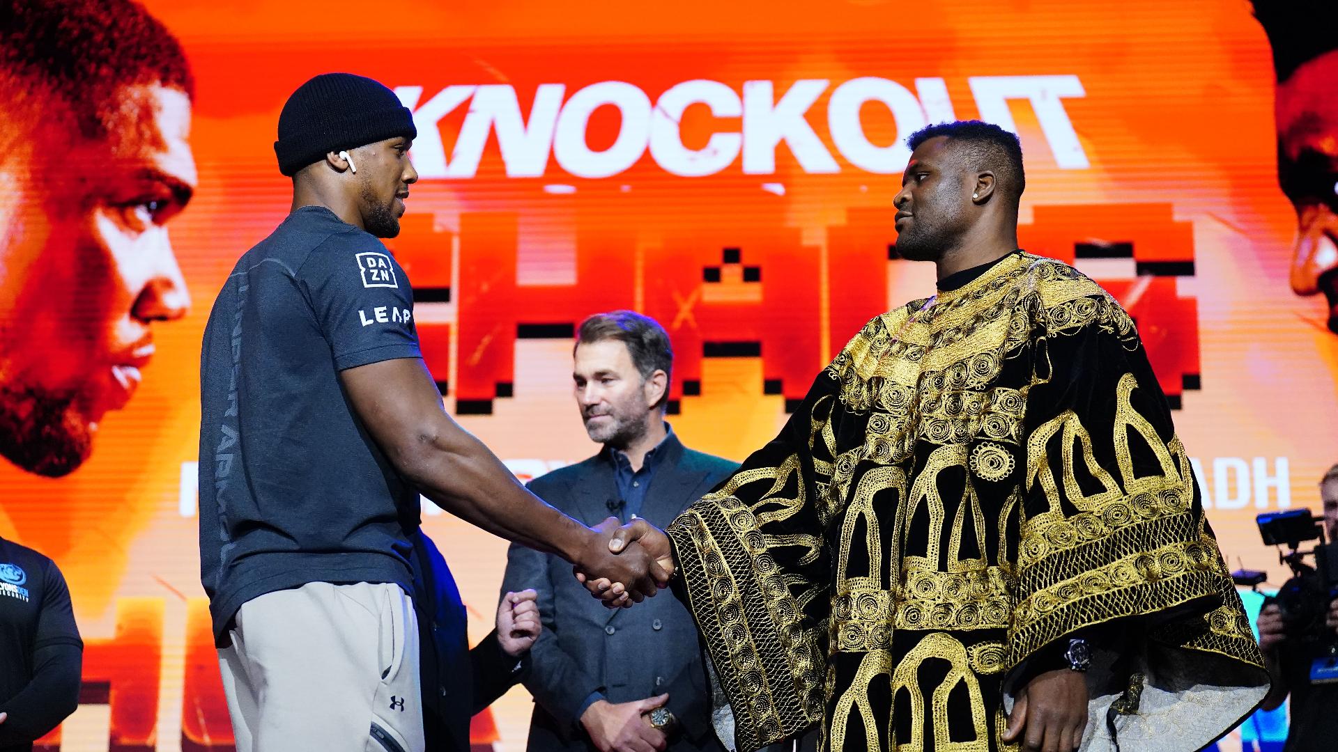 Francis Ngannou believes Anthony Joshua ‘looked a little nervous’ at fight promo