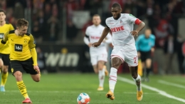 Anthony Modeste playing for Cologne against Borussia Dortmund in March 2022