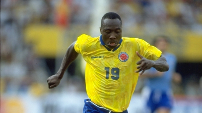 Freddy Rincon in action for Colombia in 1996